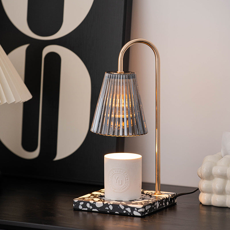 Contemporary Nordic Terrazzo Glass Shade 1-Light Melting Wax Table Lamp