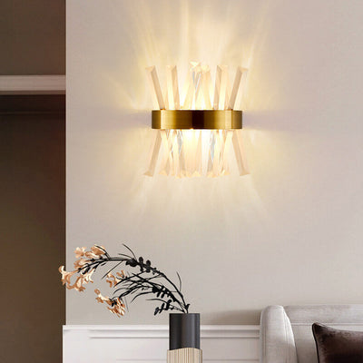 Nordic Light Luxury Creative Crystal Strip Design 2-Light Wall Sconce Lamp