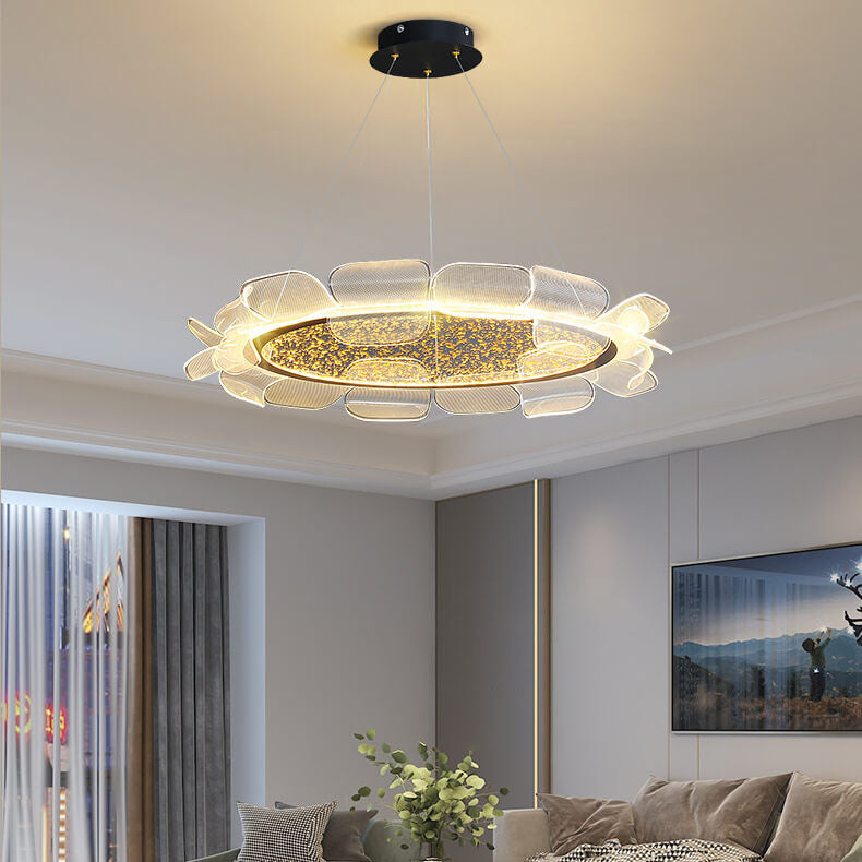 Modern Light Luxury Acrylic Flower Petal Round LED Chandelier