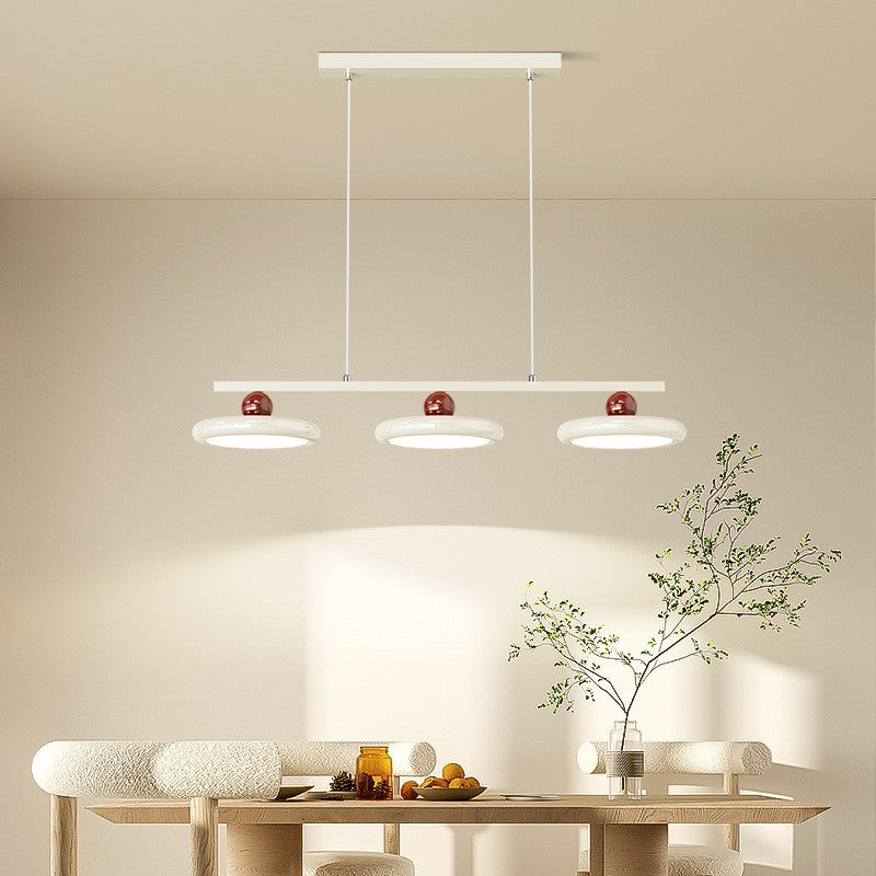 Zeitgenössische Nordic Creme Fliegende Untertasse Glas Schatten LED Insel Licht Kronleuchter Für Wohnzimmer 