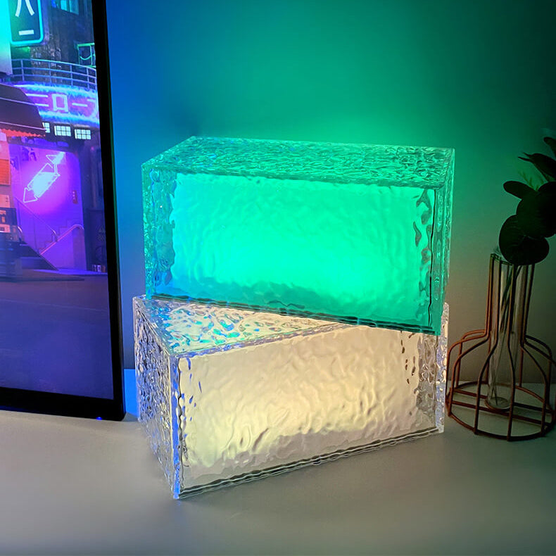 مصباح طاولة ديكوري LED RGB أكريليك مكعب ثلجي مبتكر 