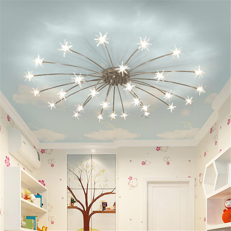 Contemporary Creative Full Of Star Iron 12/21/28 Light Flush Mount Ceiling Light For Living Room