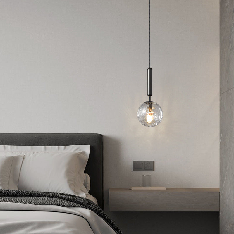 Moderne luxuriöse Pendelleuchte aus Eisen und strukturiertem Glas mit Wasserwellenmuster, 1-flammig, für das Wohnzimmer 