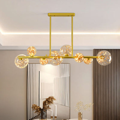 Nordic Creative Magic Bean Golden Strip Island Light 6/8/10 Light LED Chandelier