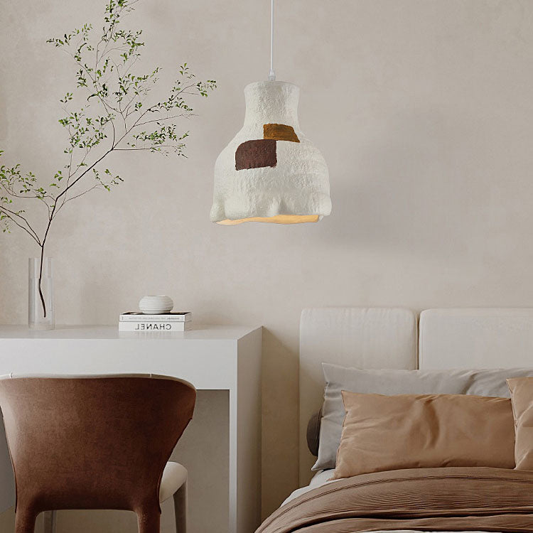 Lampe suspendue japonaise à 1 lumière Wabi-sabi blanc pur 