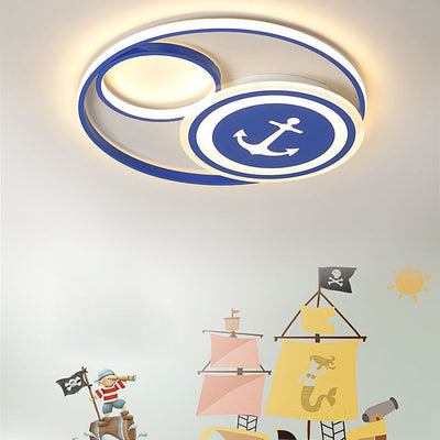 Cartoon Creative Rudder Nautical LED Flush Mount Ceiling Light