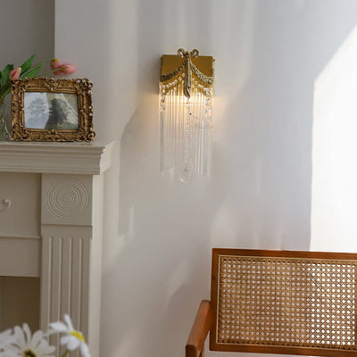 Französische Moderne Luxus Bogen Messing Kristall 1-Licht Wandleuchte 
