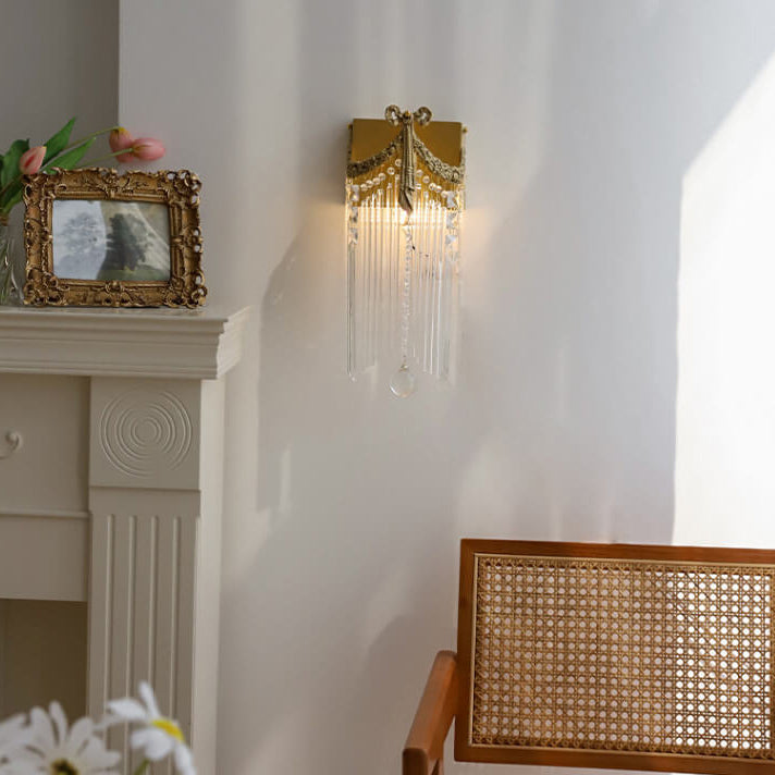 Französische Moderne Luxus Bogen Messing Kristall 1-Licht Wandleuchte 