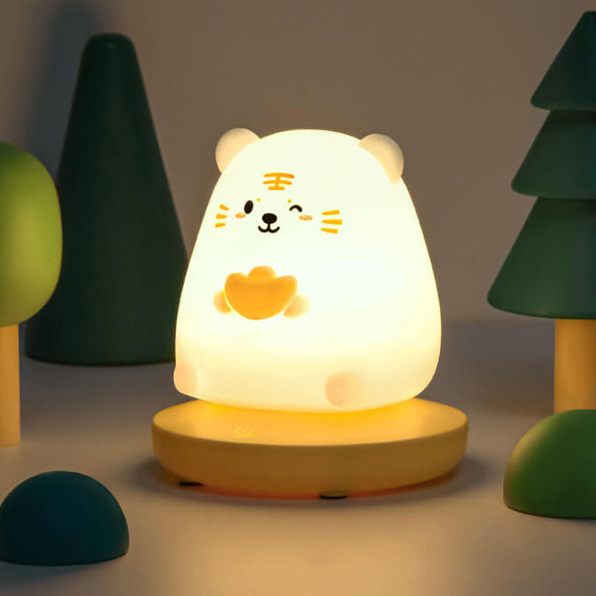 Lampe de table décorative créative de veilleuse rechargeable par USB en forme d'animal en silicone 