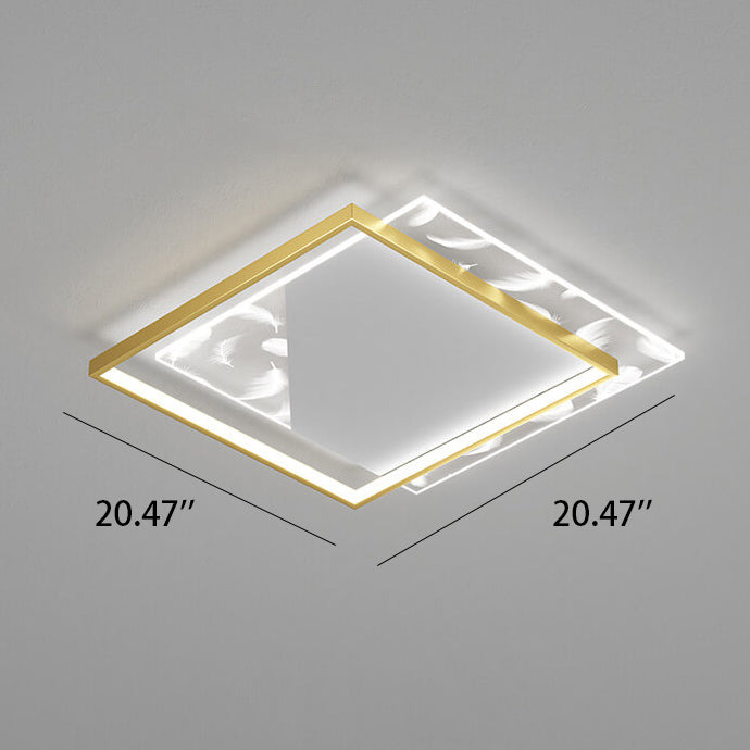 Modern Acrylic Light Luxury Square Feather Design LED Flush Mount Light