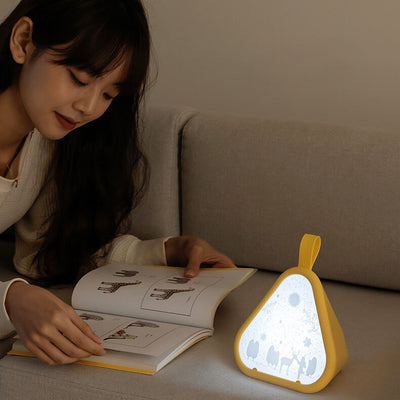 Lámpara de mesa con luz nocturna LED atmosférica de siete colores en triángulo creativo 