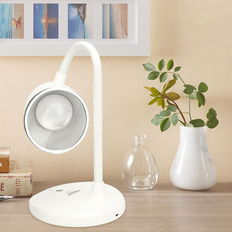 Lampe de bureau tactile multifonctionnelle à cône blanc, Rechargeable par USB, Protection des yeux, Simple 
