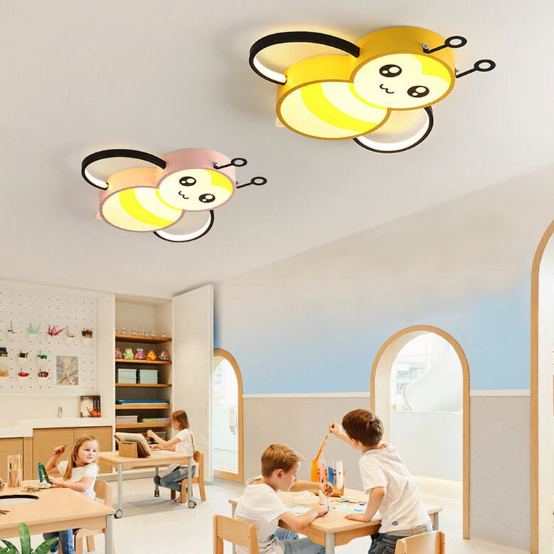 Nordic Childlike Cartoon Bee Design LED Flush Mount Light