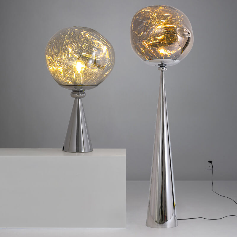 Italian Lava Acrylic Conical Electroplated Iron Base 1-Light Standing Floor Lamp