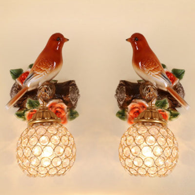 Europäische Vintage Bird Harzglas 1-flammige Wandleuchte 