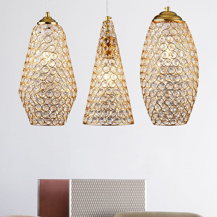 European Light Luxury Geometric Hardware Crystal 1-Light Pendelleuchte 