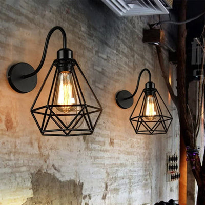 Retro Industrial Iron Cage 1-Light Wandleuchte 