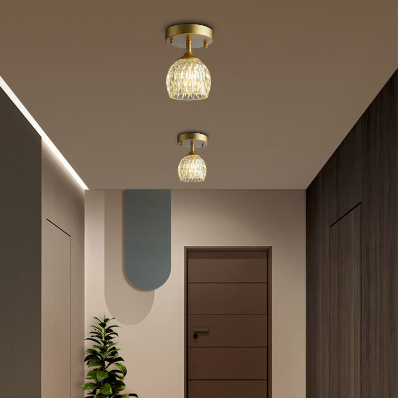 Europäische leichte Luxus-Rundkopf-Eisen-Glas 1-Licht-Halbeinbauleuchte 