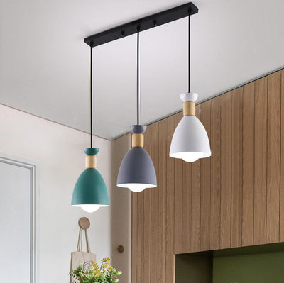 Nordic Simple Macaron Cone 3-Light Island Light Chandelier