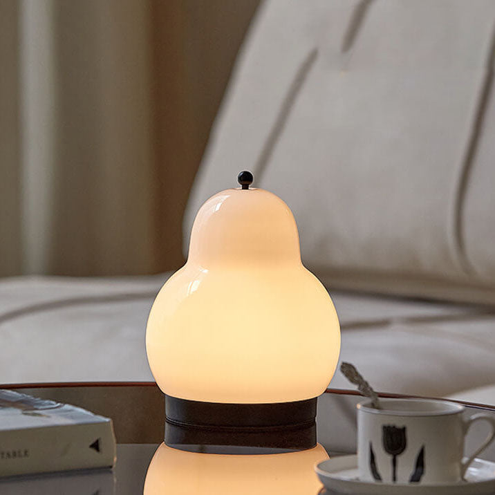 Traditional French Cream Pear Shape LED Rechargeable Touch Table Lamp For Bedroom