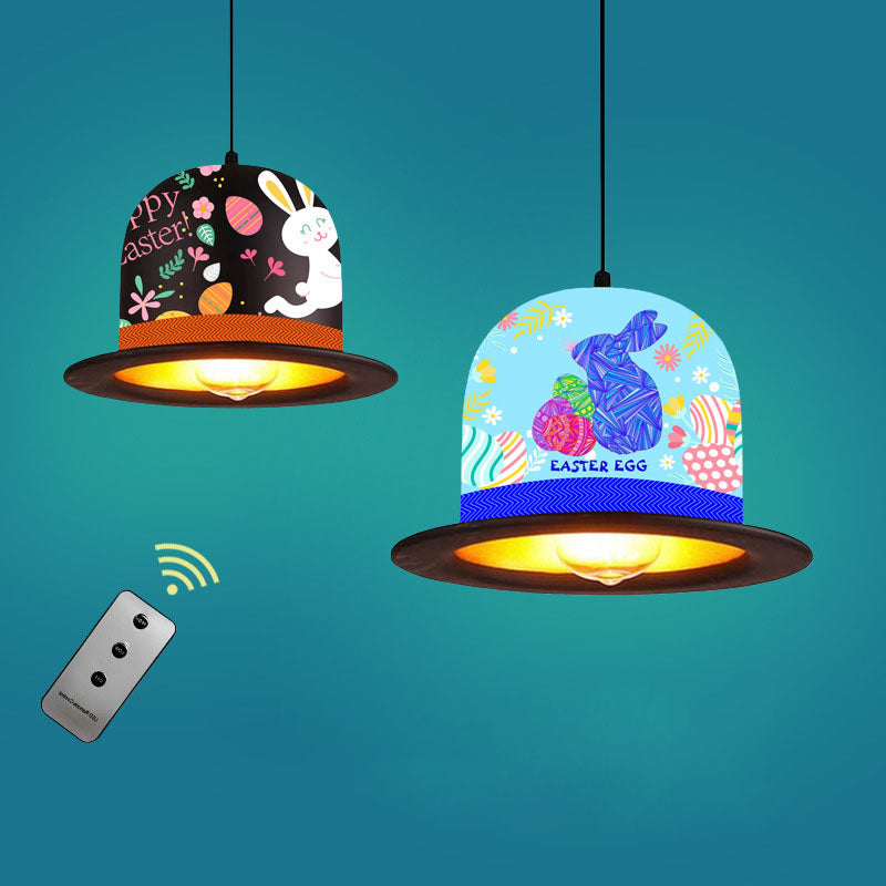 Décoration de chapeau de Pâques solaire extérieure avec lumière LED à pendentif 