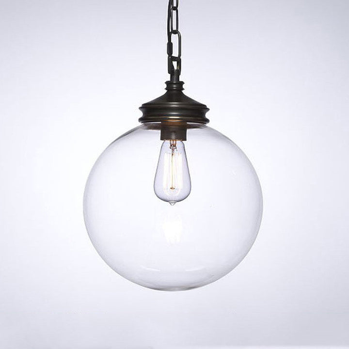 Contemporary Industria Clear Glass Iron Orb 1-Light Pendant Light For Living Room