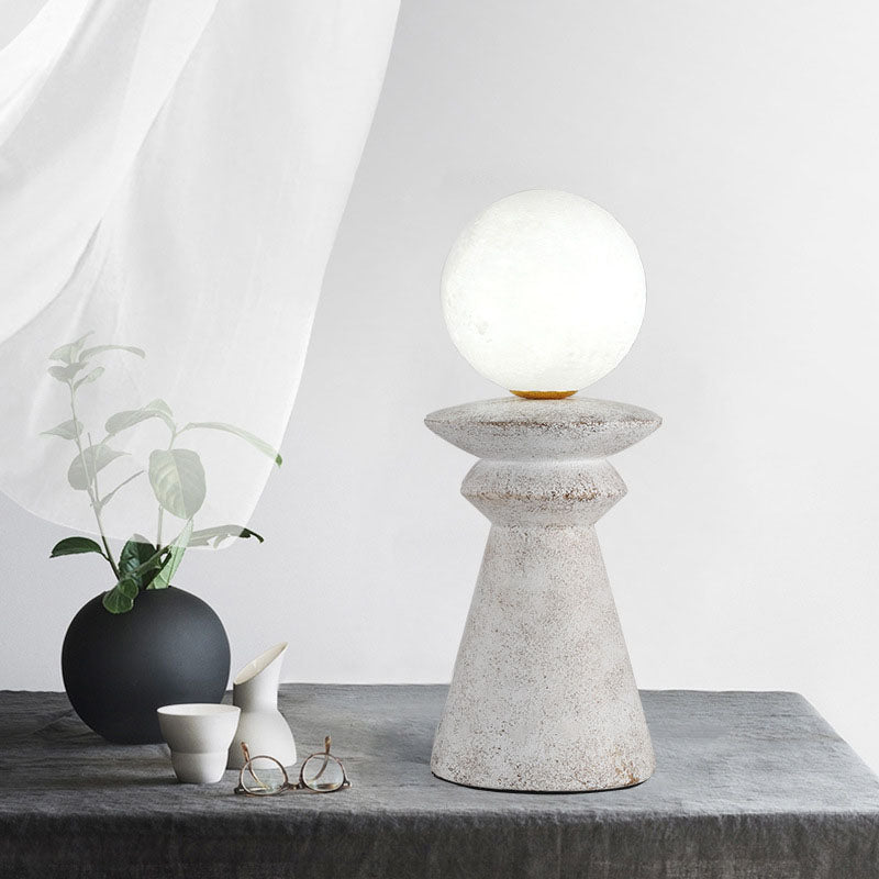 Japanese Style Moon Resin 1-Light Table Lamp