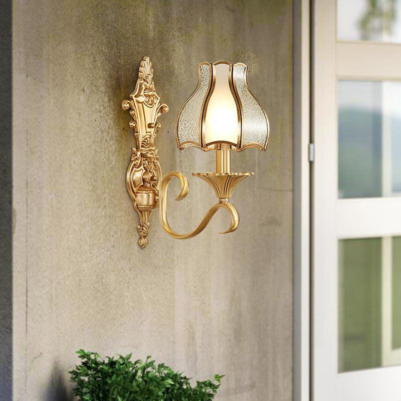 European Light Luxury Vintage Copper Glass 1/2-Light Wall Sconce Light