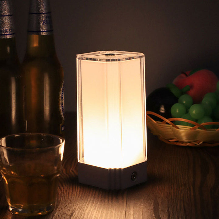 Lampe de table moderne rectangulaire en acrylique de couleur unie rechargeable DC 
