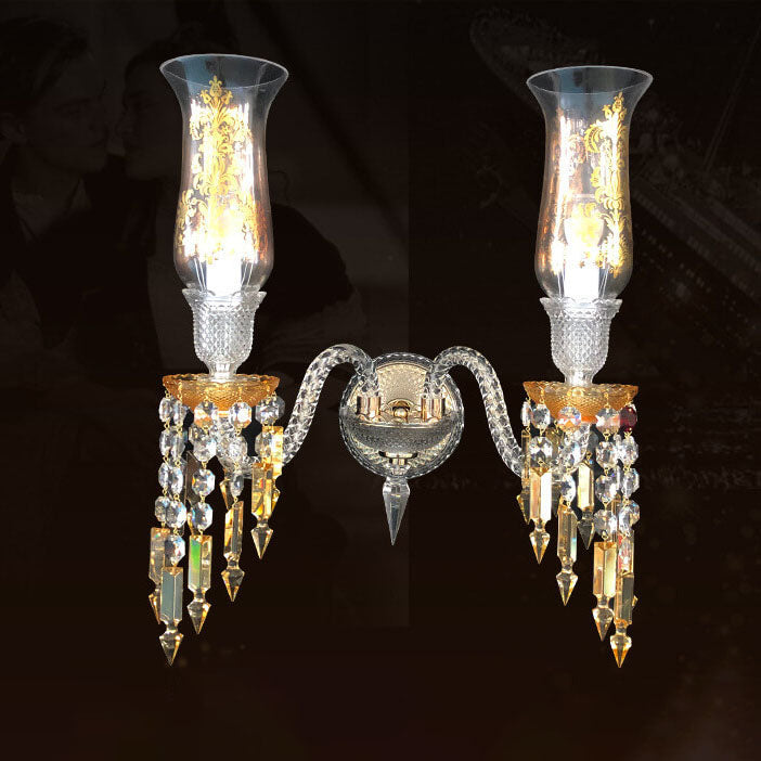 Vintage Tiffany gefärbte florale Glaskuppel 1-Licht Wandleuchte Lampe 