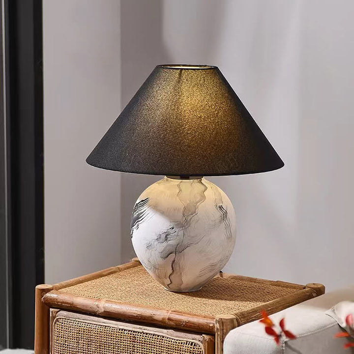 Lampe de table 1 lumière en céramique décorative avec abat-jour en tissu d&