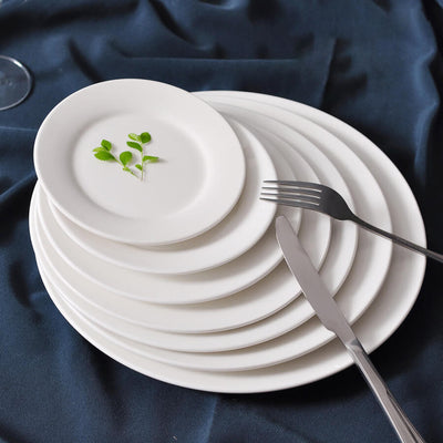 Modern Porcelain Round White Flat Dinner Plate