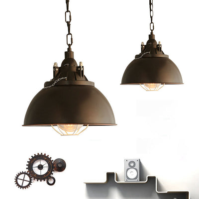 Industrial Retro Black Pot Lid Iron 1-Light Pendant Light