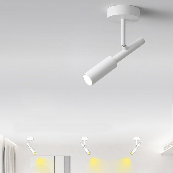Moderner minimalistischer drehbarer LED-Deckenstrahler aus Eisen und Aluminium zur halbflachen Deckenmontage für das Wohnzimmer 