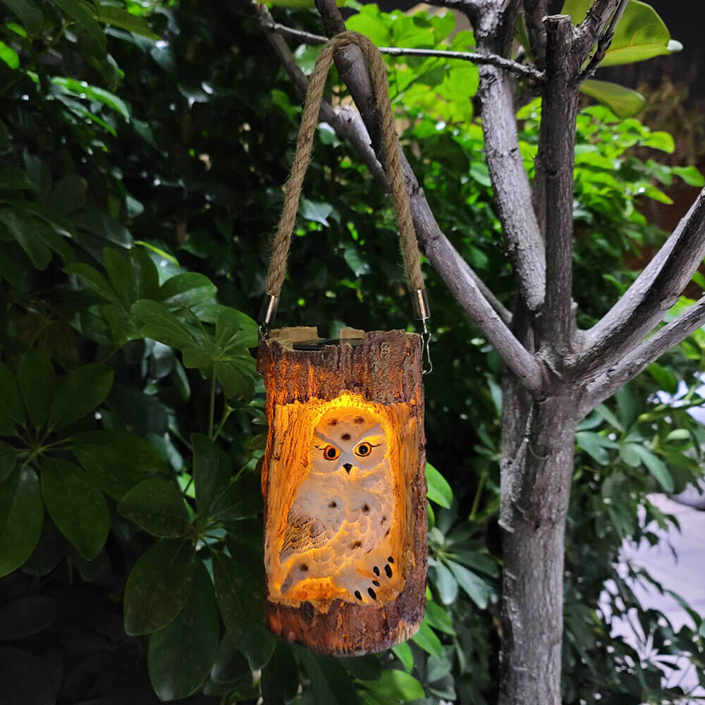 Solar Stump Owl Patio Garden Villa Decorative Hanging Light