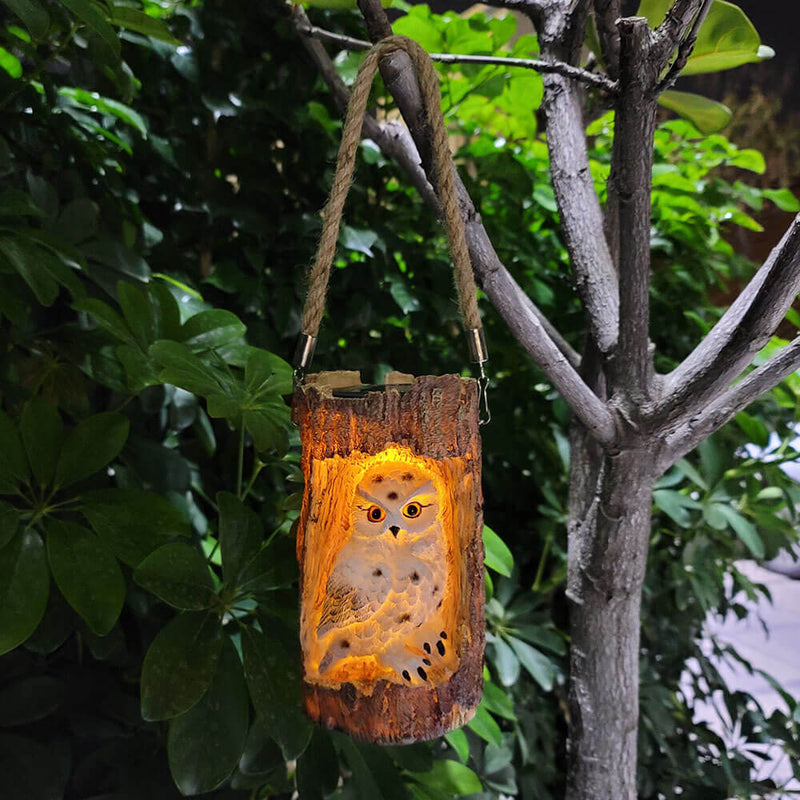 Solar Stump Owl Patio Garden Villa Decorative Hanging Light