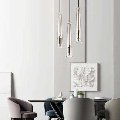 Nordic Minimalist Clear Glass Long Tapered 1-Light Pendant Light