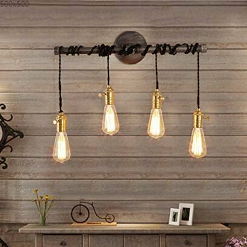 Industrial Vintage Water Pipes Strip Hanging  1/4 Light Wall Sconce Lamp