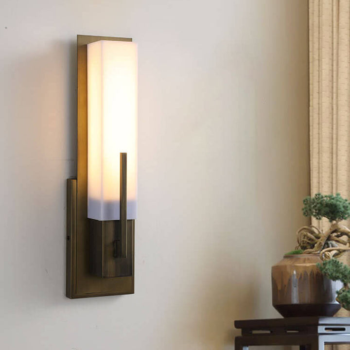 Lámpara de pared LED de acrílico cuboide con marco de hierro forjado retro chino 