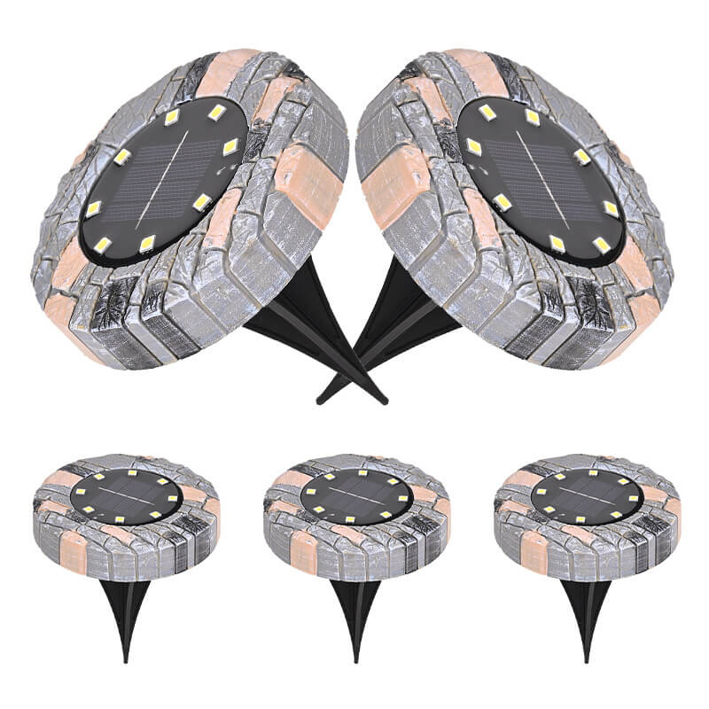 Modern Minimalist Solar Outdoor Round Resin Brick LED Garden Ground Insert Decorative Landscape Light For Outdoor