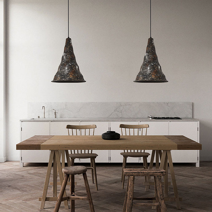 Traditional Vintage Iron Rust Cone Shape 1-Light Pendant Light for Living Room
