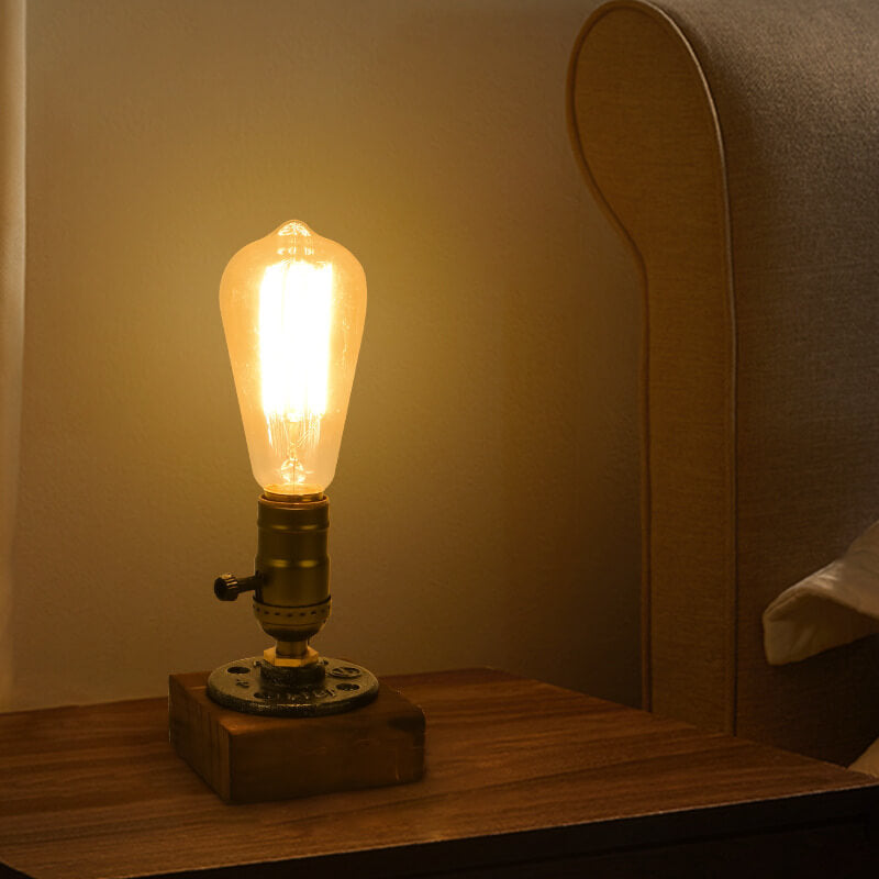 Industrielle Vintage Kandelaber Eisen Kiefer 1-Licht Tischlampe 
