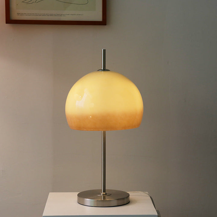 Zeitgenössische, schlichte, halbrunde Tischlampe mit Glasschirm und 1 Licht fürs Arbeitszimmer 