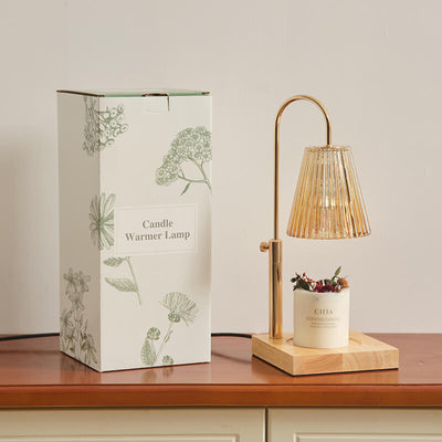 Lámpara de mesa de cera derretida de 1 luz de cuerno de bambú y madera romántica creativa moderna 