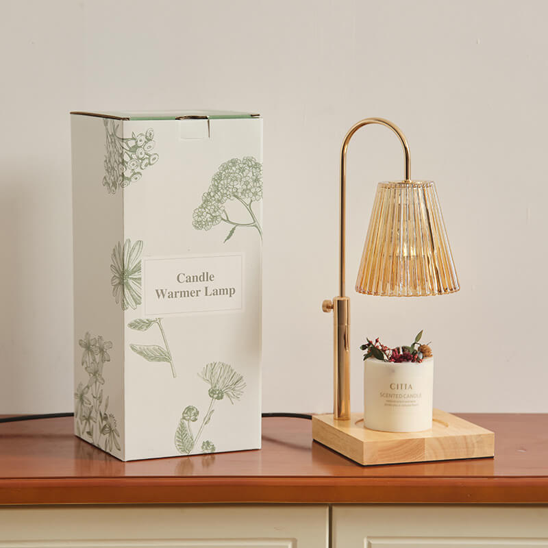 Lámpara de mesa de cera derretida de 1 luz de cuerno de bambú y madera romántica creativa moderna 