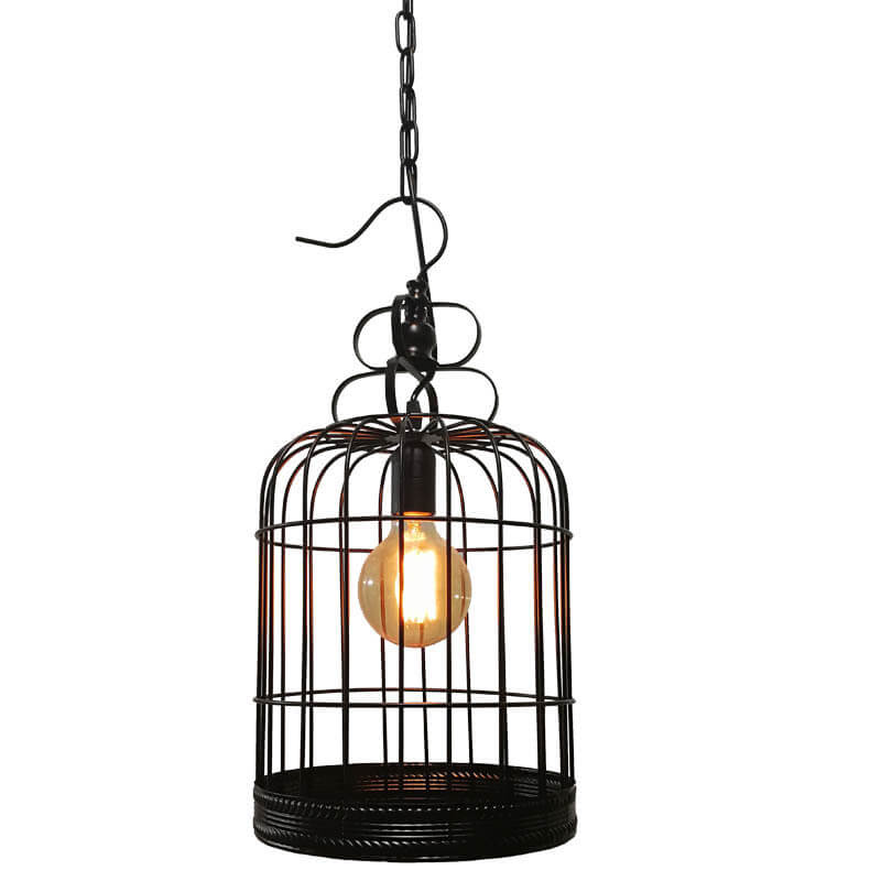 Industrial Vintage Iron Birdcage Design 1-Light Pendant Light