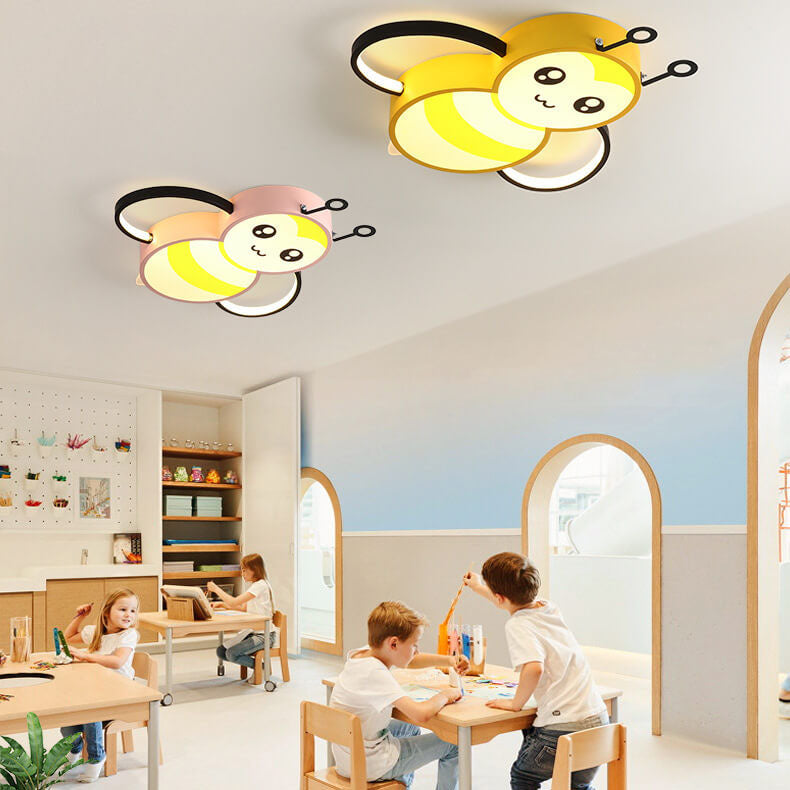 Cartoon Creative Bees Acrylic Iron LED Flush Mount Ceiling Light