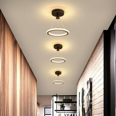 Modern Simplicity Aluminum Circle Strip LED Semi-Flush Mount Ceiling Light For Hallway