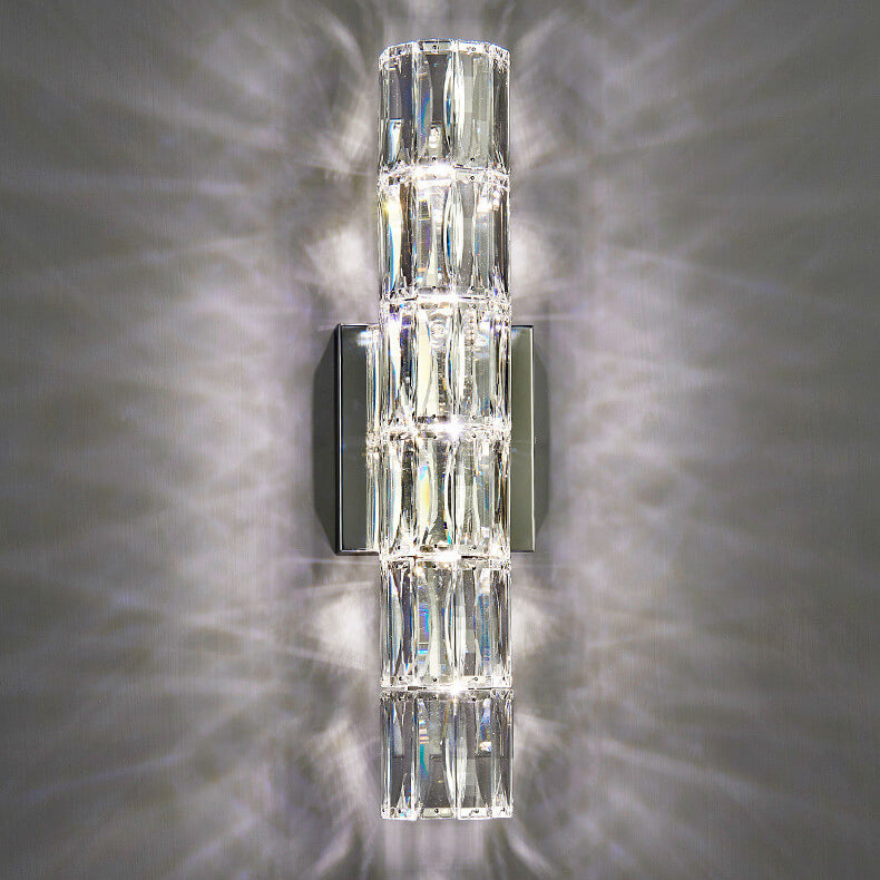 Moderno Lujo Plata Cristal Columna Aplique de Pared con 3/4/6 Luces 