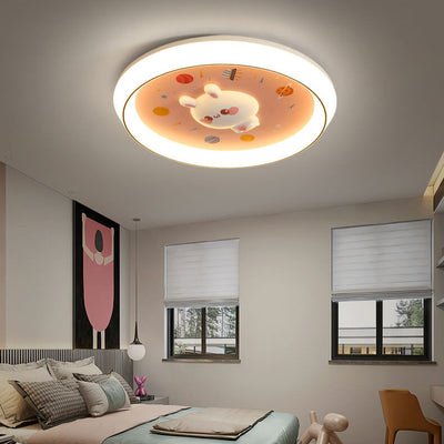 Modern Cartoon Rabbit Children's Iron LED Flush Mount Ceiling Light